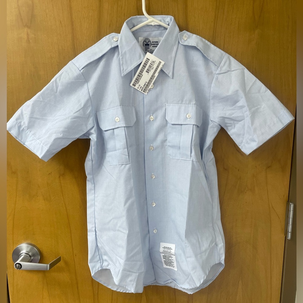 Defense Logistics Agency Wings Blue Military Shirt 15 1/2 SHORT SLEEVE NWT